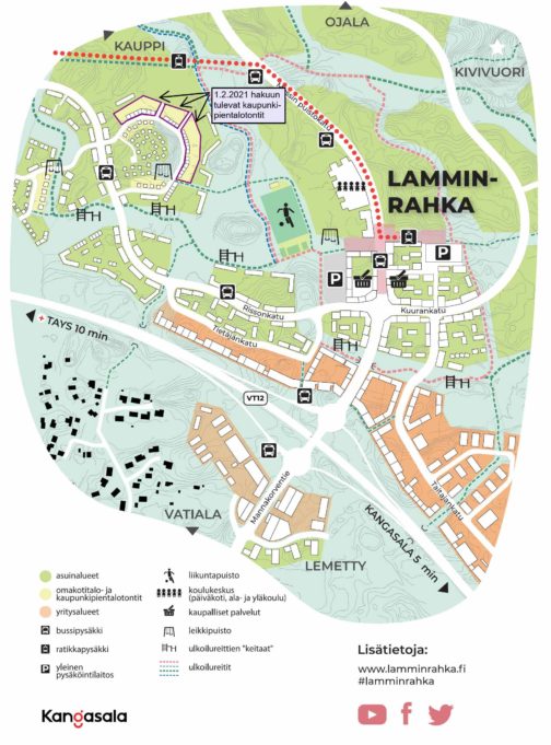 Lamminrahkan kaupunkipientalotonttien opaskartta