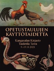 Opetustaulujen käyttötaidetta -näyttelyn juliste.