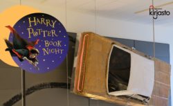 Harry Potterin kirjayön banneri.