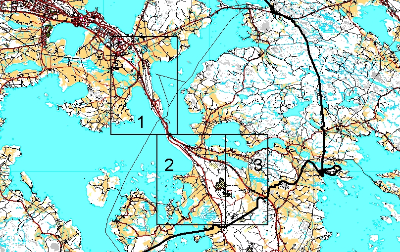 Vehoniemen osayleiskaavan karttalehtijako