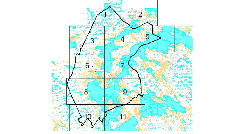 Rantaosayleikaavan karttalehtijako