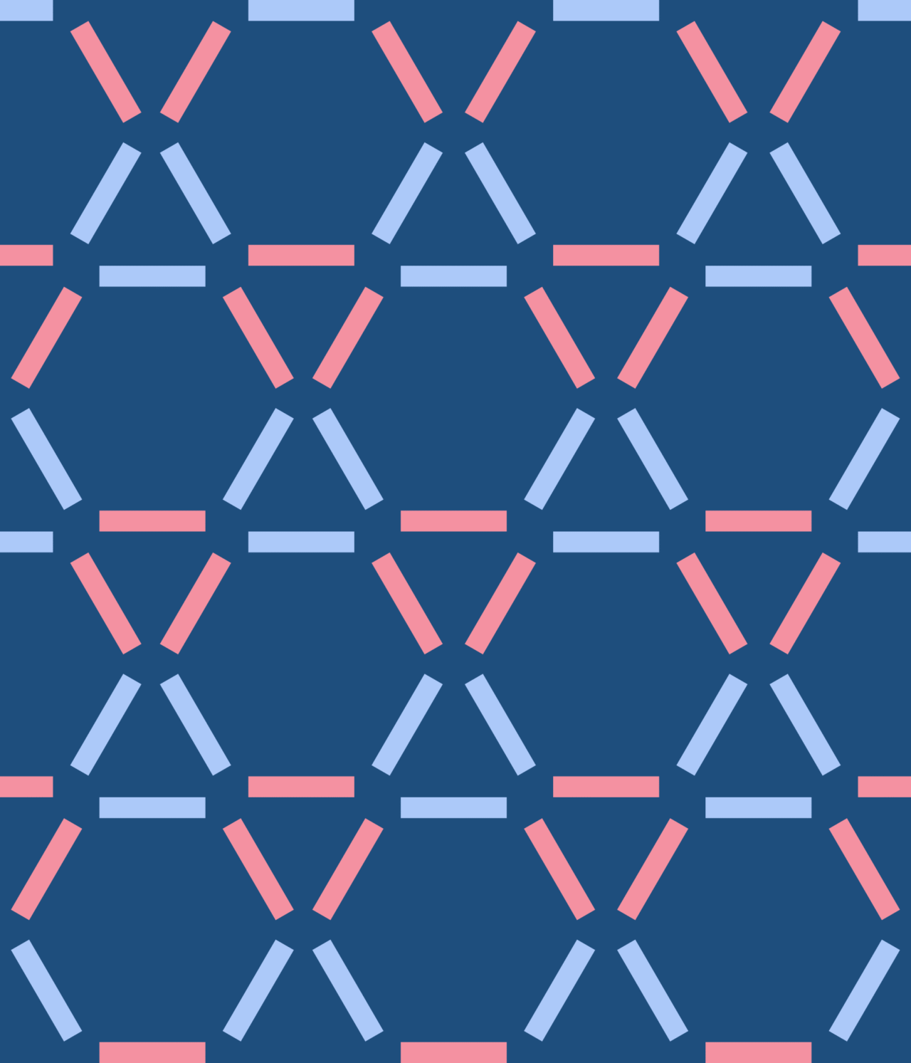 Tummansininen pohja, jonka päällä vaaleansinisiä ja vaaleanpunaisia muotoja. Piki-kirjastojen virallinen kuosi.