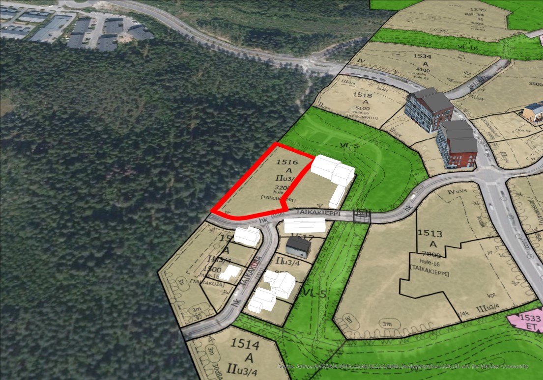 Tontti 1516/1 kartalla