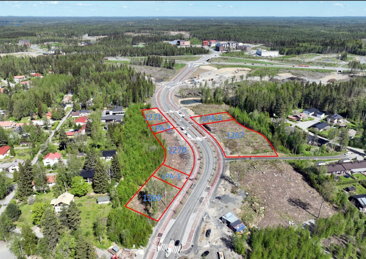 Ilmakuva, suuntaa antavat tontinrajat